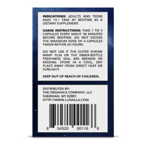 Lunalla For Deep Sleep and Relaxation - Usage Label